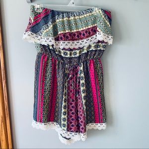 Auditions printed strapless romper